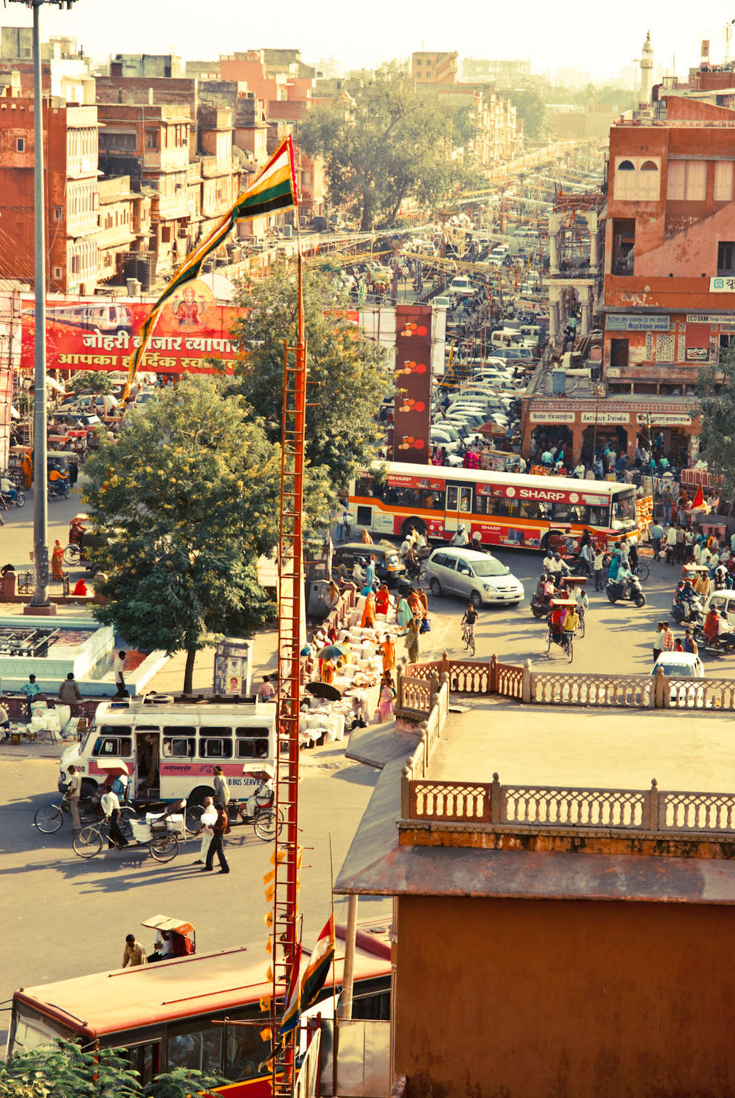A busy street viewed from above